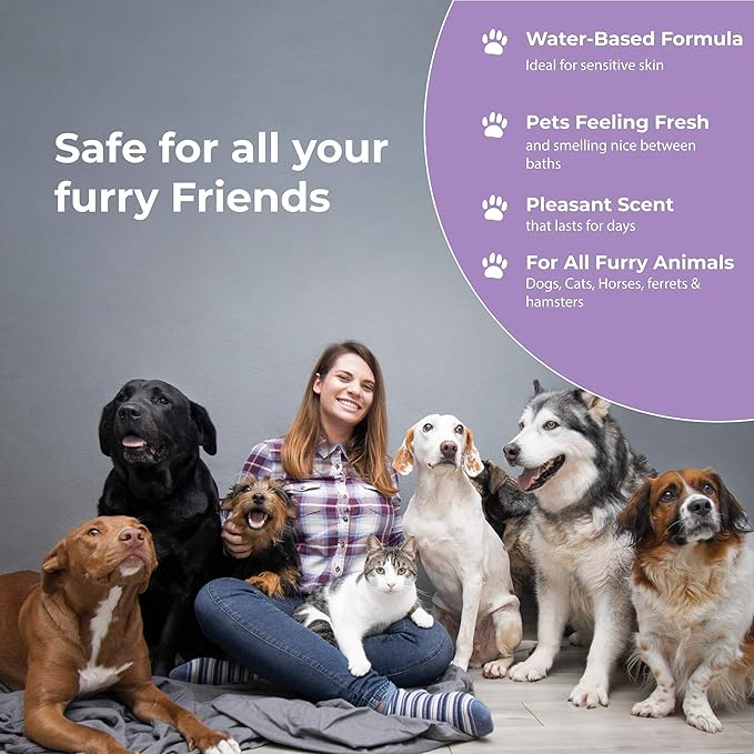 Dogs deodorizing spray - long-lasting dog cologne & pet odor eliminator - vanilla sweet pea scented pet perfume for smelly doggies - safe, refreshing grooming spray