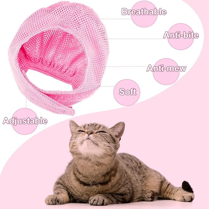 9 Pcs Cat Bathing Bag Set Cat Shower Bag Anti Bite and Scratch for Pet Grooming Washing Brush Comb Muzzle Nail Clipper Nail File Tick Tool(Pink)