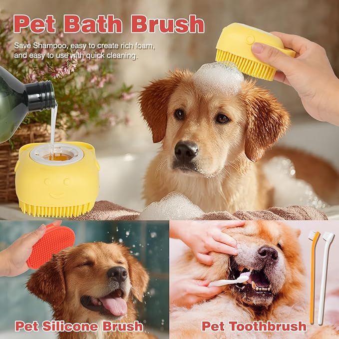 XXXL 20 Pieces Dog Gift Basket for Dogs, Pet Spa Gift Set with Shower Gel, Shampoo, Toys, Plush, Rubber, Rope, Training Toys, Birthday Gifts for Pet