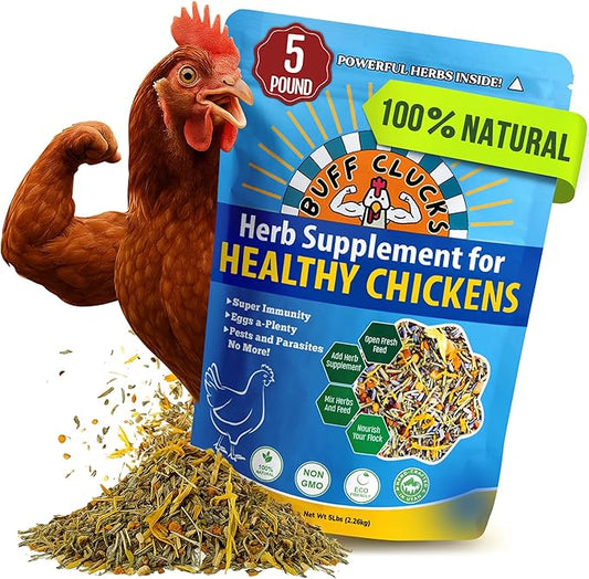 Herb Supplement for Backyard Chickens - Natural Chicken Treats, Poultry Feed Botanical Mix, Plant-Based Coop Snacks for Daily Wellness, Feather Quality, Egg Production, USA (5 LB)