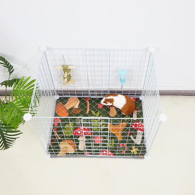 Bienbee Guinea Pig Bedding, 2 Pack 24" x 18" Reusable Guinea Pig Cage Liner Waterproof and Absorbent Small Animal Bedding Washable Guinea Pig Pee Pads for Small Pet Hamster Rabbit Squirrel, Mushroom