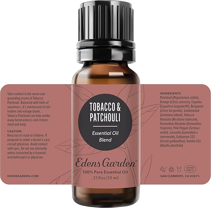 Edens Garden Tobacco Patchouli Essential Oil Blend- 100% Pure Premium Grade, Undiluted, Natural, Therapeutic, Aromatherapy, The Best for Diffusing, Skin, Candle, Humidifiers 10 ml (.33 fl oz)