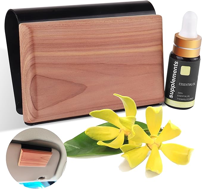 Gift Boxed Car Air Freshener – Long-Lasting Fragrance for 90+ Days – Wooden Car Diffuser – 8 Scents Available – Includes 1 Bottle of 5ML Essential Oil Refill – 0.17 FL OZ (Cabana)
