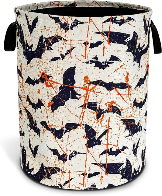 Bat Laundry Basket Goth Foldable Oxford Cloth Funny Tote Bag Laundry Hamper Clothes Storage Bucket Toy Organizer For Bathroom/Laundry Storage/Bedroom 18.9x16.5 Inch