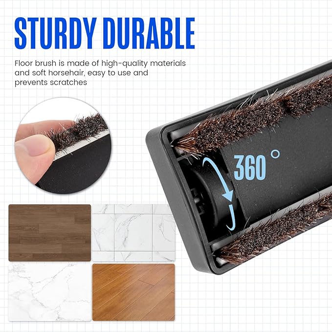 12" Universal Vacuum Cleaner Floor Brush Attachments 1 1/4 inch(32mm) for Shark Vacuum Brush Attachments,360° Swivel Hardwood Brush & Adapter with Horse Hair Attachments for Shark Vacuums Accessories