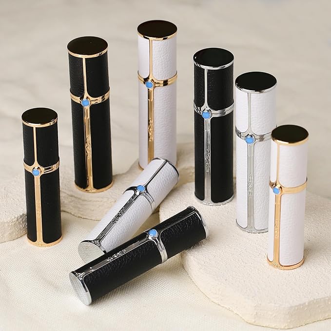 CF00WHG Leather Perfume Bottle 5ml – Bottom-Fill Refillable Dispenser, Leak-Proof & Portable for Men & Women, Ideal for Travel, Gifting & Daily Use (CF00WHG)