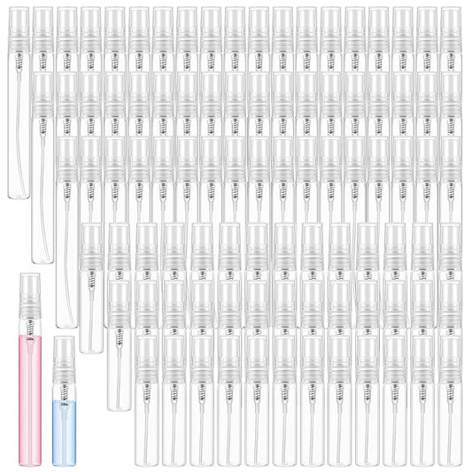 Zhehao 200 Pcs Mini Spray Bottles 5 ml, 10 ml Clear Glass Perfume Bottles Refillable Fine Mist Perfume Atomizer Portable Empty Sample Containers for Cleaning, Essential Oils, Travel (Clear Cap)