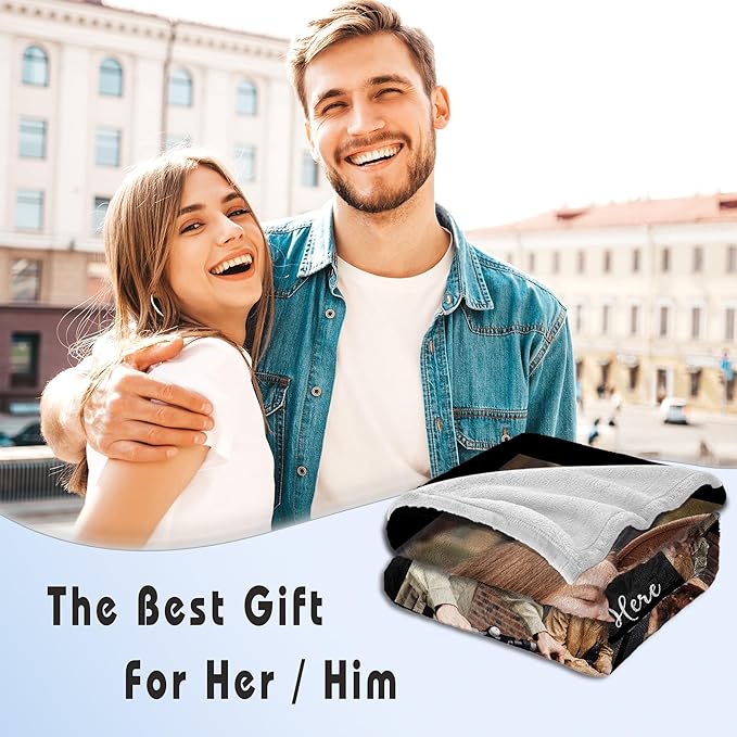 Ships Next Day Custom Photo Blanket for Valentine Day Personalized Thows Blanket with Picture Mothers Day Birthday Gift for Her/Him Customized Gifts for Girlfriend/Boyfriend - Printed in USA