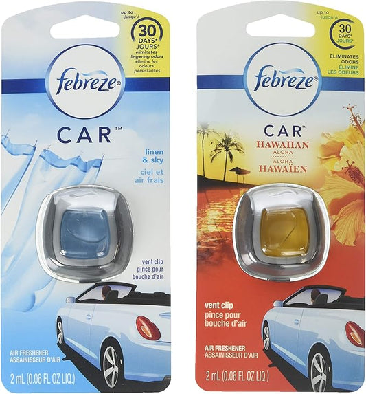 Febreze Car Vent Clip Air Freshener, Hawaiian Aloha 4 Pack