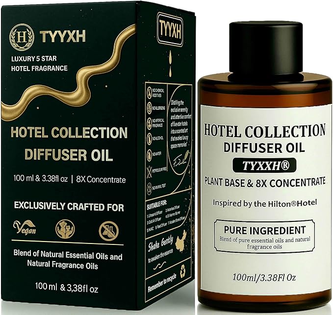 Hotel Collection Diffuser Oil, Hilton Inspired Essential Oils for Waterless, Cold Air, Ultrasonic & Reed Diffusers, HVAC, Long-Lasting 5-Star Hotel Fragrance for Home, Office, Spa - 3.38fl oz/100ml