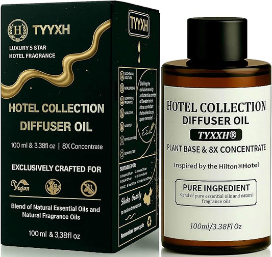 Hotel Collection Diffuser Oil, Hilton Inspired Essential Oils for Waterless, Cold Air, Ultrasonic & Reed Diffusers, HVAC, Long-Lasting 5-Star Hotel Fragrance for Home, Office, Spa - 3.38fl oz/100ml