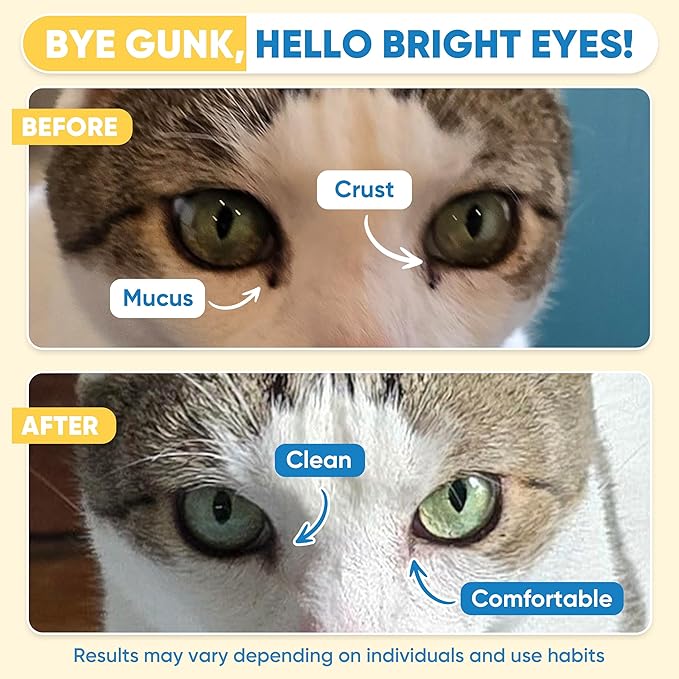 Dog and Cat Eye Wipes - 240ct/2pack Dog Tear Stain Remover Eye Wipes - with Chamomile & Witch Hazel - 3.15" Presoaked & Textured Pet Wipes for Eyes