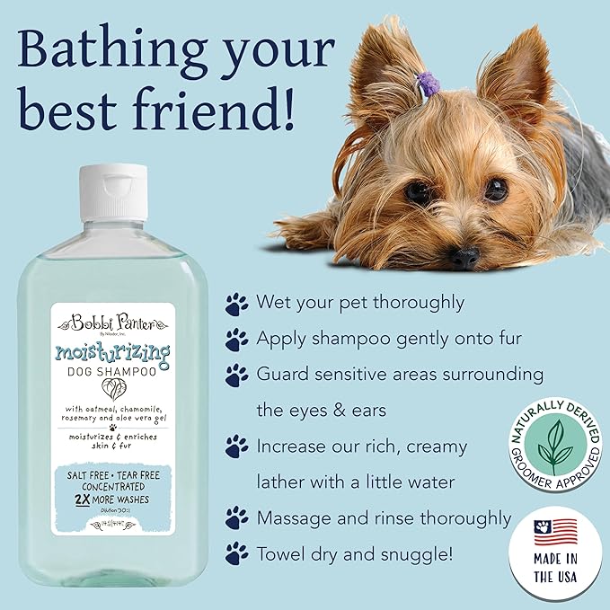 Bobbi Panter Moisturizing Dog Shampoo, Moisturizes and Enriches Dogs Skin & Fur, Soft Sea Air Fragrance, Concentrated 30:1, Made in The USA, 14 oz. (Case of 12)