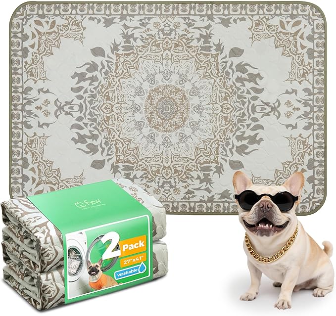 FXW Washable Pee Pads for Dogs, Puppy Pads with Super Absorbent, Specifically Designed for 42inch Cages, 41" × 27" Rectangle, Boho, 2 Packs
