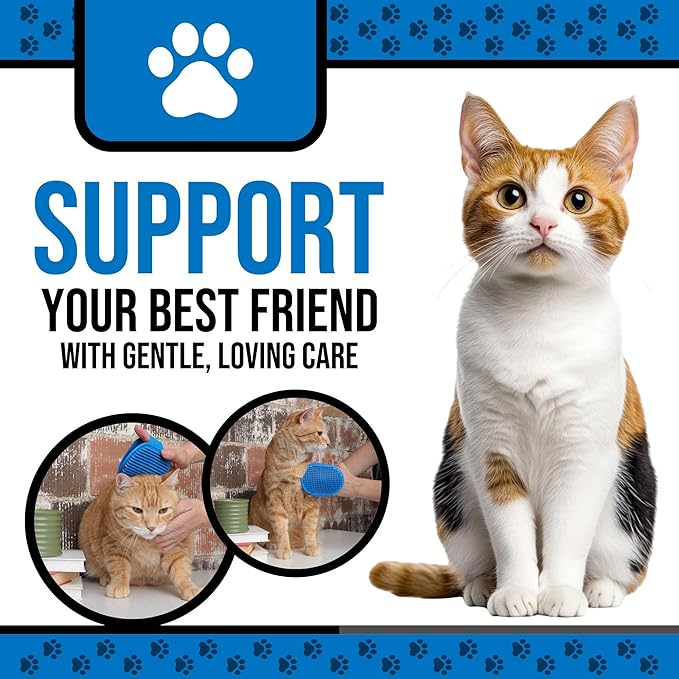 Silicone Dog Bath Brush – Soft Pet Scrubber for Bathing & Grooming – Shampoo Brush for Dogs, Cats & Puppies – Adjustable Strap – Choose from 5 Colors (Blue)