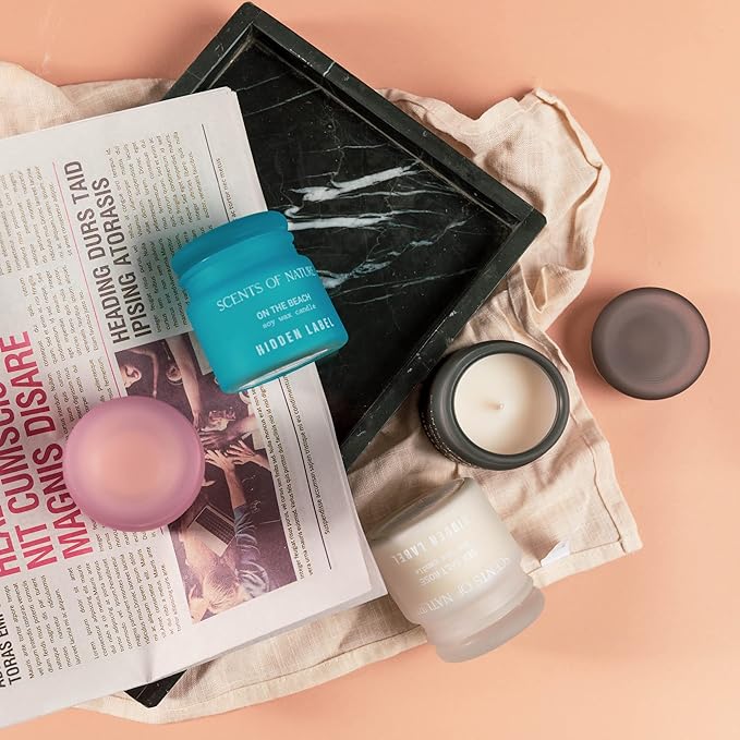 Hidden Label Scented Candles Gifts for Women, Small Soy Candles 4pack Candle Gift Set for Mom Sister Girlfriend, Ideal Gifts for Birthday Valentines Day Mothers Day Christmas(Set 1)