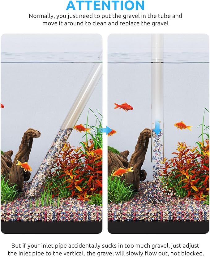 Aquarium Siphon Pump Gravel Cleaner, Fish Tank Vacuum Gravels Cleaning Kit, Manual Water Changer with Air Push Button, Aquariums Sand Clean Set, Hose for Suck Manure Wash Sand