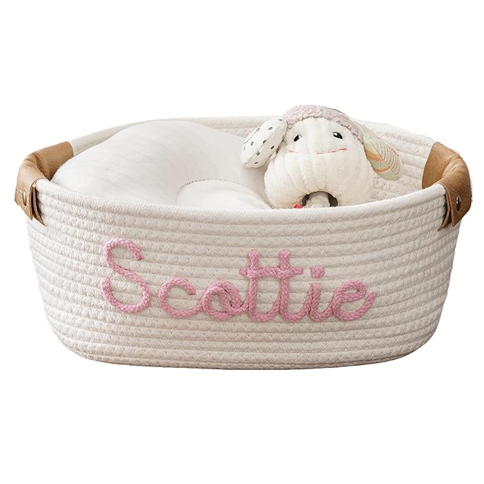 Personalized Baby Gift Basket, Custom Baby Shower Basket Gift, Customize Baby Name Basket Newborn Baby Gift Set Baby Diaper Caddy Nursery Storage (Style 1)