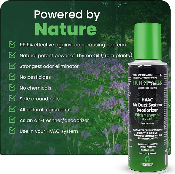 Air Freshener for HVAC Systems, Commercial, Residential & Cars| Made with Thyme extract, natural Plant based | Now available in a Concentrated Formula for maximum effectiveness (Pack 4)