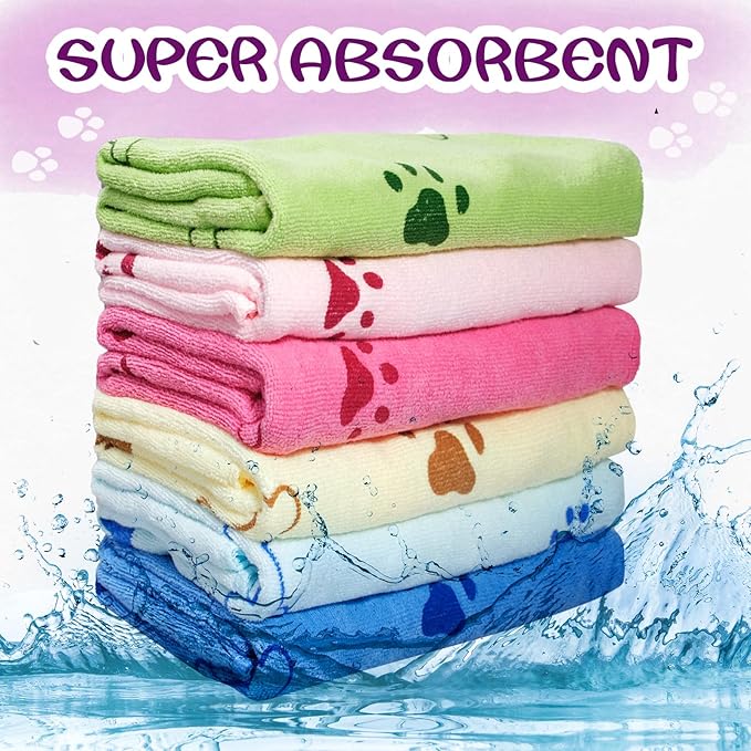 30 Pcs Dog Towels for Drying Dogs Bulk 20 x 40 Inch Quick Drying Pet Bath Towels Colorful Pet Grooming Towel Absorbent Microfiber Towel for Small Medium Large Dog Puppy Cat