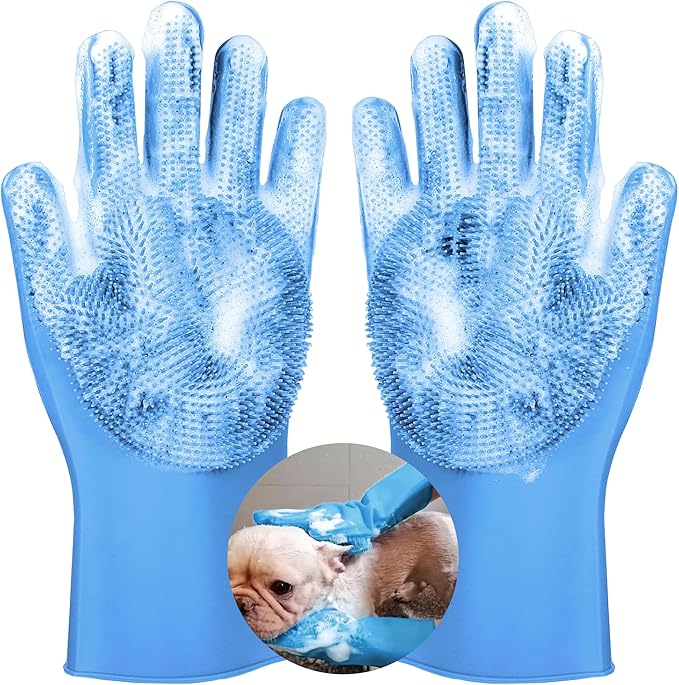 Pet grooming gloves,Dog washing gloves with High-Density Teeth with Five Finger Design to bathing and Massage for Dog