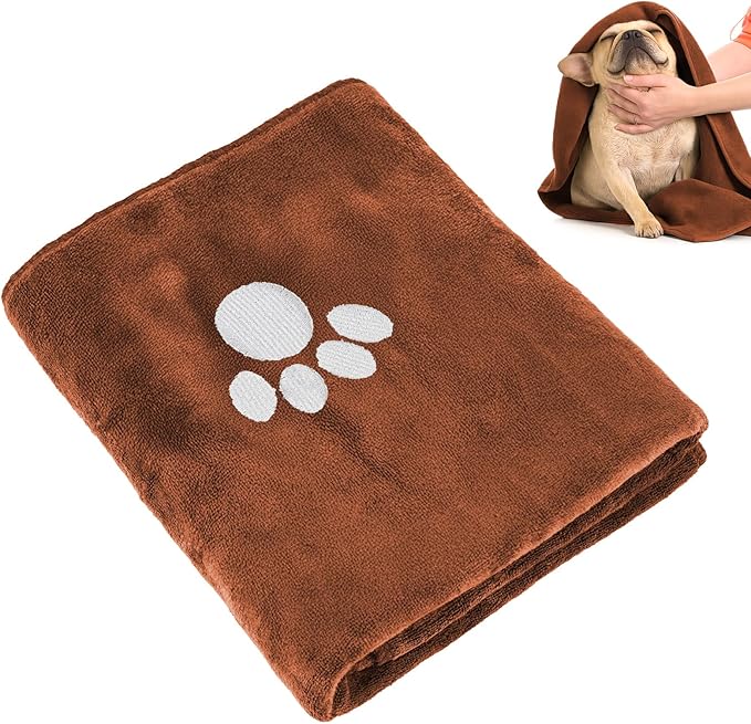 Dog Towels for Drying Dogs Large, Absorbent Microfiber Dogs Bath Towel, 40 x 24 Inch Soft Pet Grooming Towel, Dog Shower & Bath Supplies(Brown)