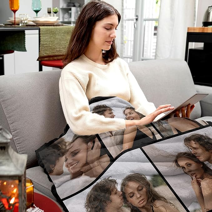 Ships Next Day Custom Photo Blanket for Valentine Day Personalized Thows Blanket with Picture Mothers Day Birthday Gift for Her/Him Customized Gifts for Girlfriend/Boyfriend - Printed in USA