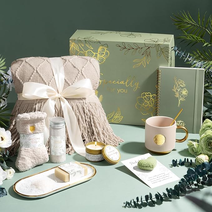 Self Care Gifts for Women Get Well Soon Gift Baskets, Unique Christmas Birthday Gifts for Women Spa Care Package, Sympathy Inspirational Thinking of You Gift Set for Mom Sister Friend Wife Girlfriend