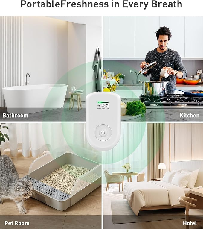 2 Pack Air Purifiers Plug In Wall for Home, Ozone Odor Eliminator Air Ionizer with Negative Ions for Strong Odors, Pet Deodorizer for Dog Cat and Smoke Smell in Small Room Bedroom Bathroom Kitchen