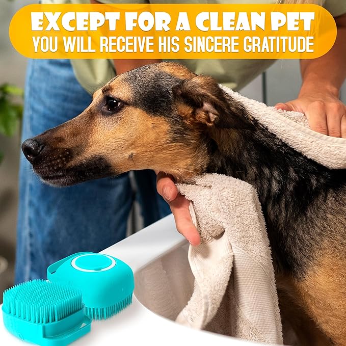 2 Pcs Dog Bath Brush With Soap Dispenser - Silicone Dog Scrubber For Bath Dogs Shampoo Brush Scrubber Dogs Soap Dispenser Exfoliating Shampoo Massage Brush