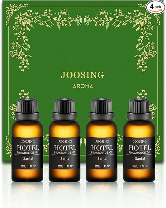 Hotel Diffuser Oils Set, Joosing Hotel Collection Diffuser Oils (4 Fl Oz Total) 4 x 30ml Large Bottles,Premium Essential Oil Set No. 10012 Santal for Le Labo Aromatherapy Diffusers and Humidifiers