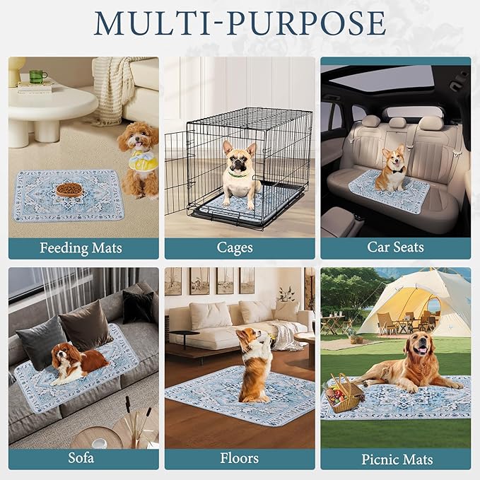 Homimp Washable Pee Pads for Dogs,2 Pack Reusable Puppy Pads Waterproof,Absorbent and Leakproof Dog Pee Pads,Non Slip Puppy Training Pads, Pet Mat for Floor, Crate, Couch, Whelping,Blue, 24"x36"