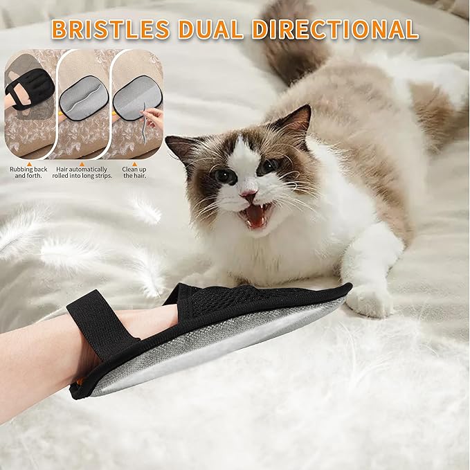 4PCS Pet Hair Removal Glove for Cats & Dogs, Upgraded Five-Finger Electrostatic Pet Hair Remover Glove, Reusable Magic Brush Pet Hair Removal Tool for Laundry, Couch, Carpet & Car Seat