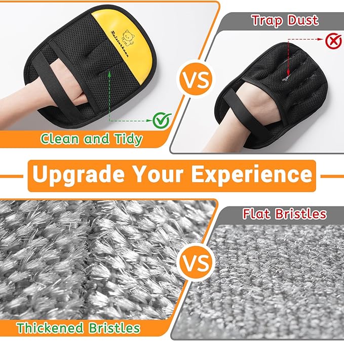 Pet Hair Removal Glove，2025 Newly Upgraded Reusable Magic Brush Pet Hair Remover Glove for Cats & Dogs，Pet Hair Remover Tool for Couch,Curtain, Clothing, Carpet, Car Seat (2Pcs)
