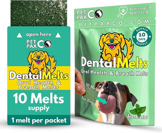 Bad Breath Oral Support for Dogs 5 in 1 – 10 Oral Melts – Natural Sage, Spirulina, Apple Cider Vinegar – Dog Dental Care Products & Breath Freshener – Fast Dissolving Dog Breath Treats