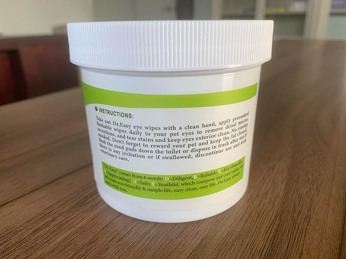 DR.EASY Pet Eye Wipes 120 Ct for Dog Cat Horse & Rabbit Grooming,Tear stain remover,Puppy Kitty eye wash,Remove dirt crust dried mucus discharge secretions, Unscented soft & gentle,Plant Based Formula