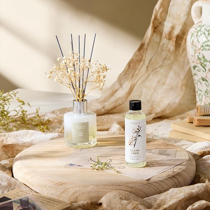 Airkeep Reed Diffuser Oil Refill/Clean Linen/3.38 oz(100ml)/2 Pack/Scented Oil Refill for Reed Diffuser Home Fragrance for Bedroom, Bathroom Office Home Decor