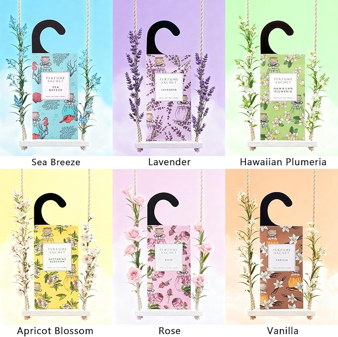 ROSE COTTAGE Large 12 Packs Apricot Blossom Hanging Closet Air Freshener Scented Sachets Long Lasting Smell Goods