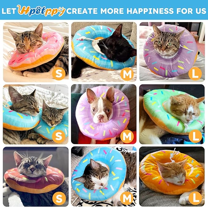 Cat Cone Collar Soft, Cat Recovery Collar for Wound Healing Cute Donut Adjustable Kitten Cones to Stop Licking Comfortable Lightweight Neck Elizabethan Collars for Cats Kittens After Surgery