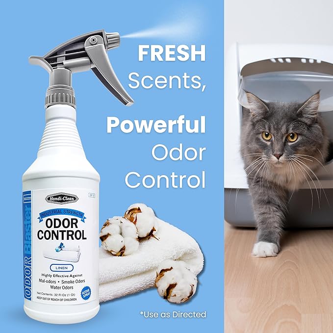 Odor Control and Deodorizer, Water-Based Air Freshener Spray, Linen Scent, 32 Fl Oz, for Eliminating Smoke, Water, and Malodors in Homes, Offices, and Vehicles