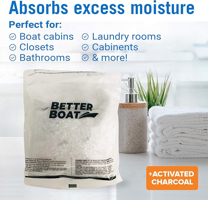 4 Pack Moisture Absorber Refill Bags, Unscented and Fragrance-Free Pellet Packs, Dehumidifier Refills for Buckets, Ideal for Eliminating Odors and Damp Air in Basement, Closet, Home, RV, and Boating