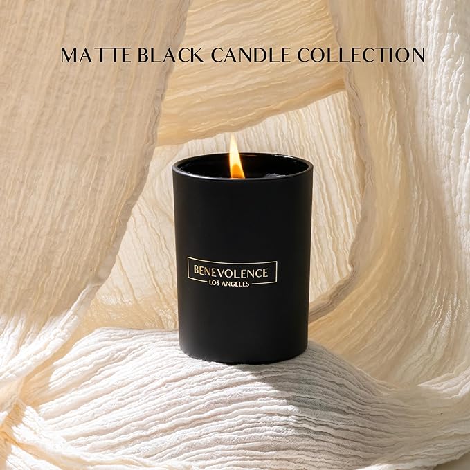 Benevolence LA Charcoal Scented Candle | Soy Candles, Black Candle for Home | Gifts for Women and Men | Home Fragrance | Aromatherapy | Bathroom Freshener | 10oz