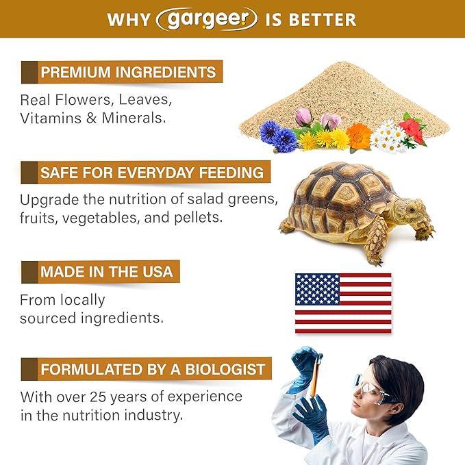 2oz Desert/Grassland Tortoise Food Supplement, Flower Salad Mix Topper. Supercharge Appetite, Health & Immune System. Complete Diet, Rich with Vitamins, Made in The USA. Enjoy!