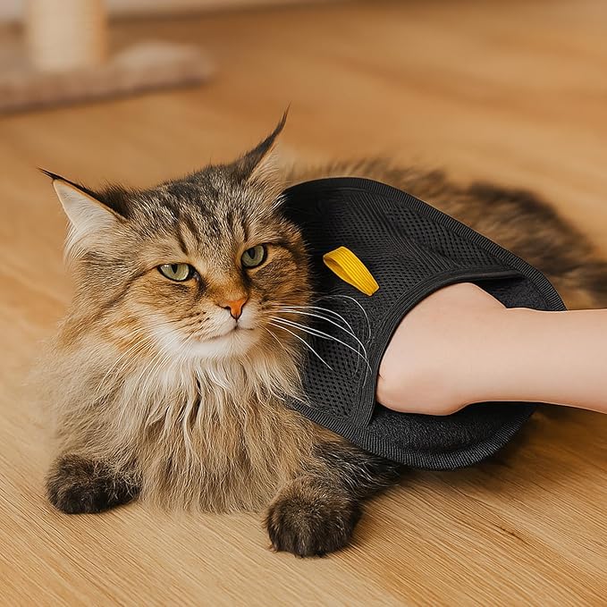 2 Pack Pet Glove for Cats Dogs, Hair Remover Mitt, Easy Clean Shedding Brush, Reusable Mesh Cleaning Glove, Gentle Massage & De-Shedding Tool