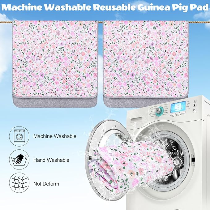 2 Pack Guinea Pig Bedding, Washable Guinea Pig Cage Liner Reusable Guinea Pig Mat Waterproof Guinea Pig Bedding for Cage, Super Absorbant Guinea Pig Pee Pads for Small Animals Hamster Rabbit Squirrel