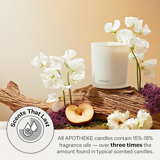 Apotheke Signature Scented Candles for Home, White Vetiver - 10.5 oz - Soy Wax, Non Toxic, Large Jar White - Luxury Candle Gifts for Women & Men - Sandalwood, Eucalyptus, and Vetiver