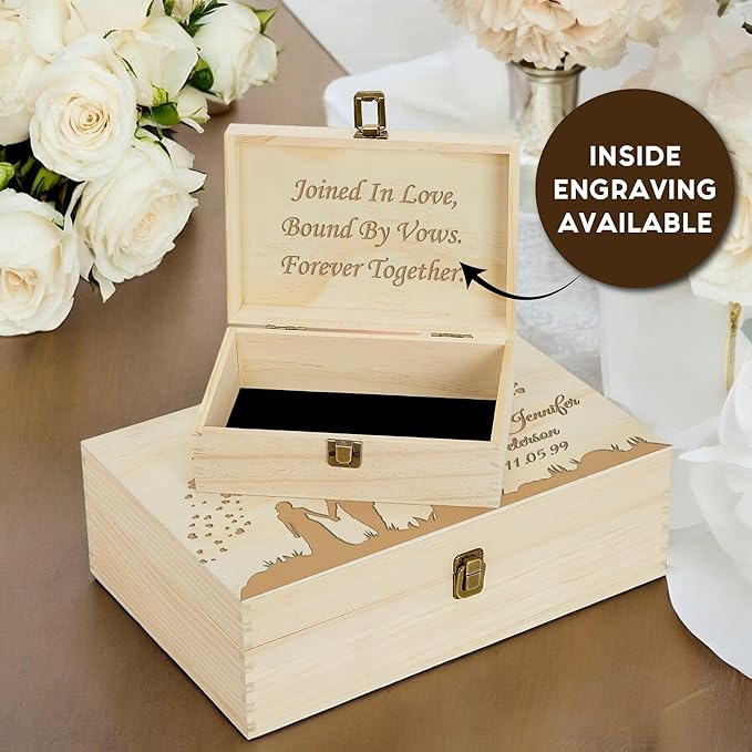 Personalized Wedding Memory Box for Keepsakes Custom Engraved Keepsake Box for Bridal Gifts Photos Jewelry Mementos - Storage Boxes for Valentine's day Newlyweds Anniversaries Engagement Bridal Shower