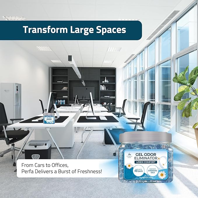 Scented Gel Air Freshener | (Pack of 2) Linen Comfort Gel Air Fresheners for Home, Office, and Small Spaces | Lasts 90 Days for Improved Home Fragrance | Essential House Air Freshener by Perfa