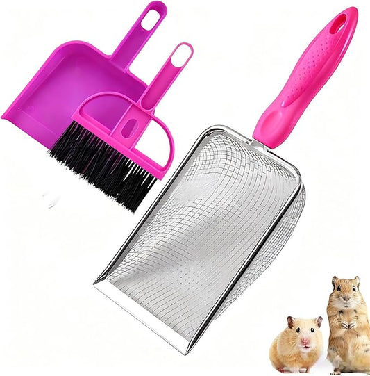 2Pcs Hamster Poop Scoop, Scooper for Hamster Sand Dish, Cleaning Supplies for Hamster, Hermit Crab & Reptile (Pink)
