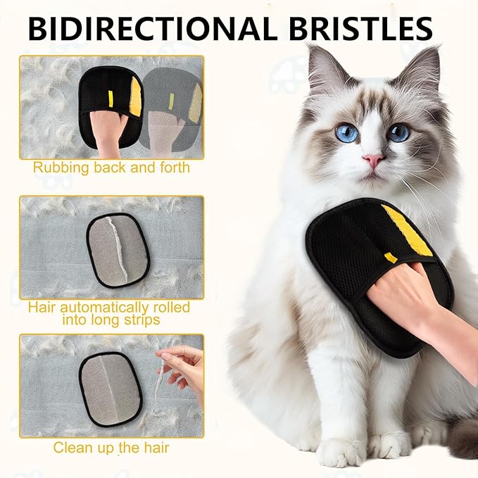 2pcs Electrostatic Pet Hair Removal Gloves: Quick Wiping - Reusable & Washable for Sofa Clothing Pet Beds Effortless Cats & Dogs Hair Remover for Pets